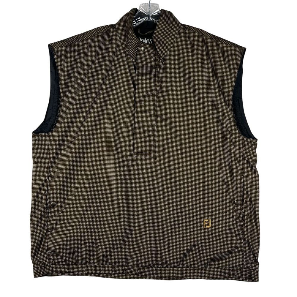 DryJoys Vest Mens‎ Large Layering Golf Activewear Black/Brown Pattern Outerwear